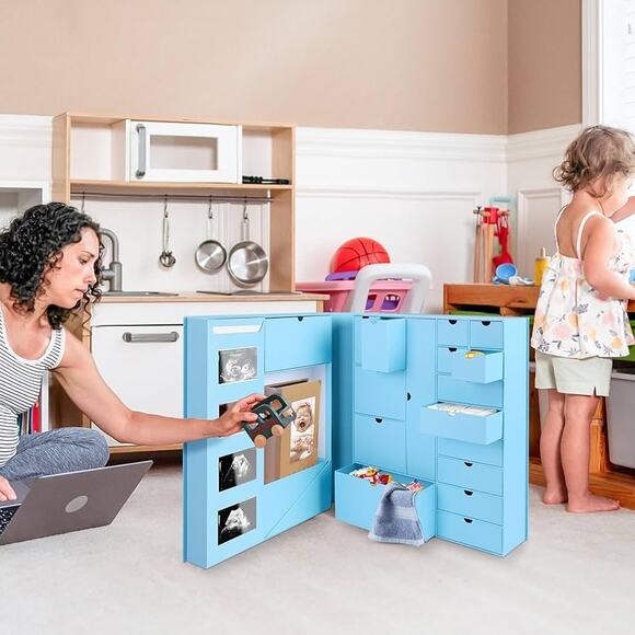 Baby Keepsake Box - Baby Memory Box - Baby Boy Girl Blue - Picture 2 of 12